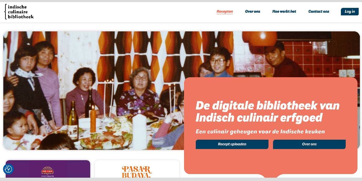 Case screenshot van De Indisch Culinair Bibliotheek
