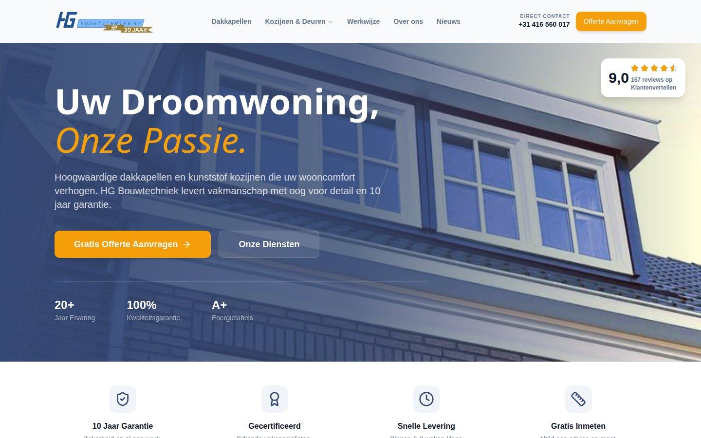 Case screenshot van HG Bouwtechniek